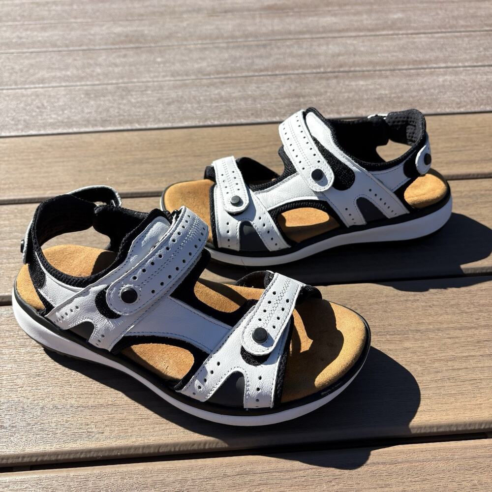 SAS | Sandals Sport Embark Adjustable White Comfort Leather- Size 8